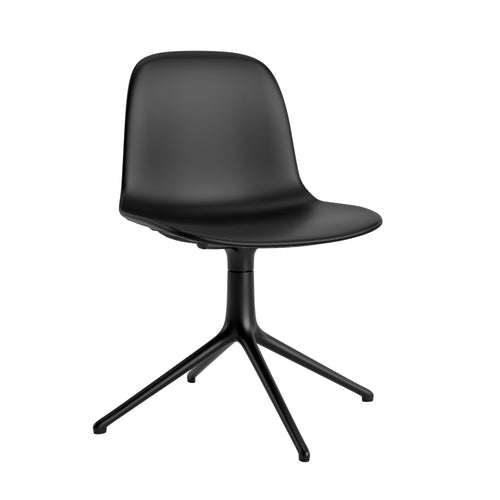 Form Chair: Swivel Upholstered + Black Aluminum + Without Casters