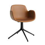 Form Armchair: Swivel Upholstered + Black Aluminum + Without Casters
