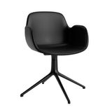 Form Armchair: Swivel Upholstered + Black Aluminum + Without Casters