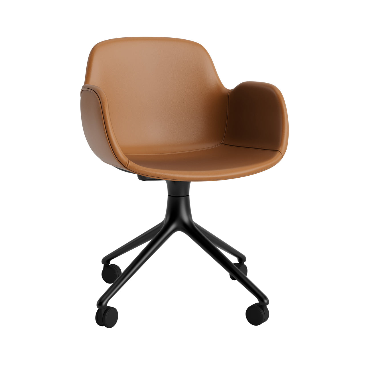 Form Armchair: Swivel Upholstered + Black Aluminum + With Casters