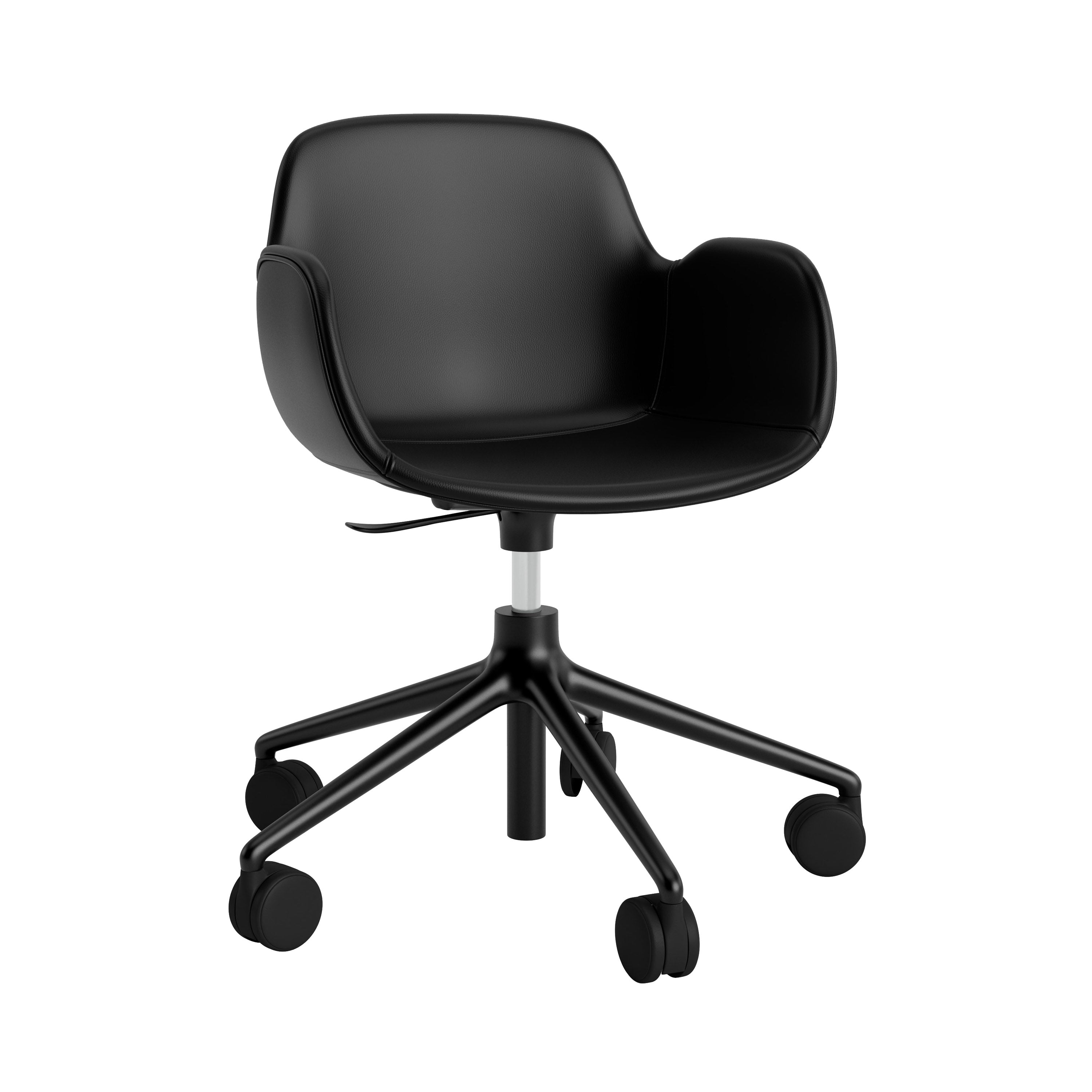 Form Armchair: Swivel 5W Gaslift Upholstered + Black Aluminum