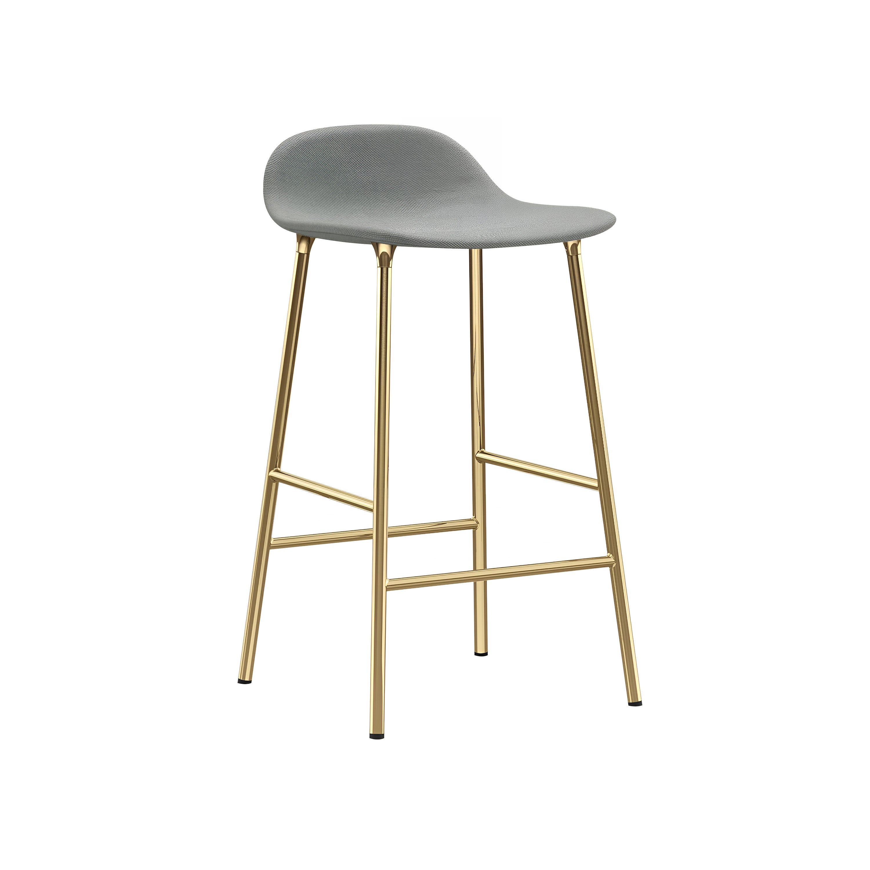 Form Bar + Counter Stool: Brass Base + Upholstered + Counter