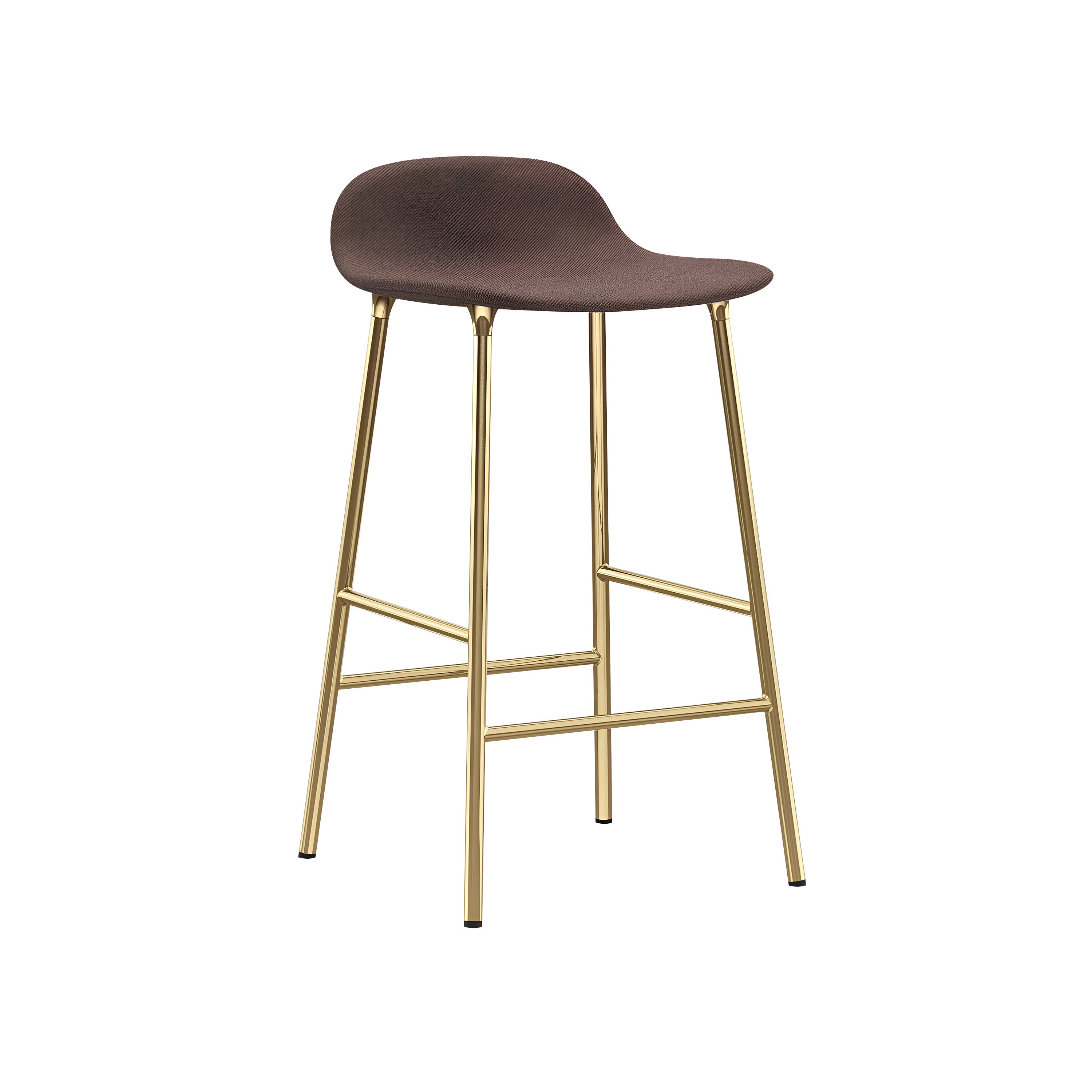 Form Bar + Counter Stool: Brass Base + Upholstered + Counter