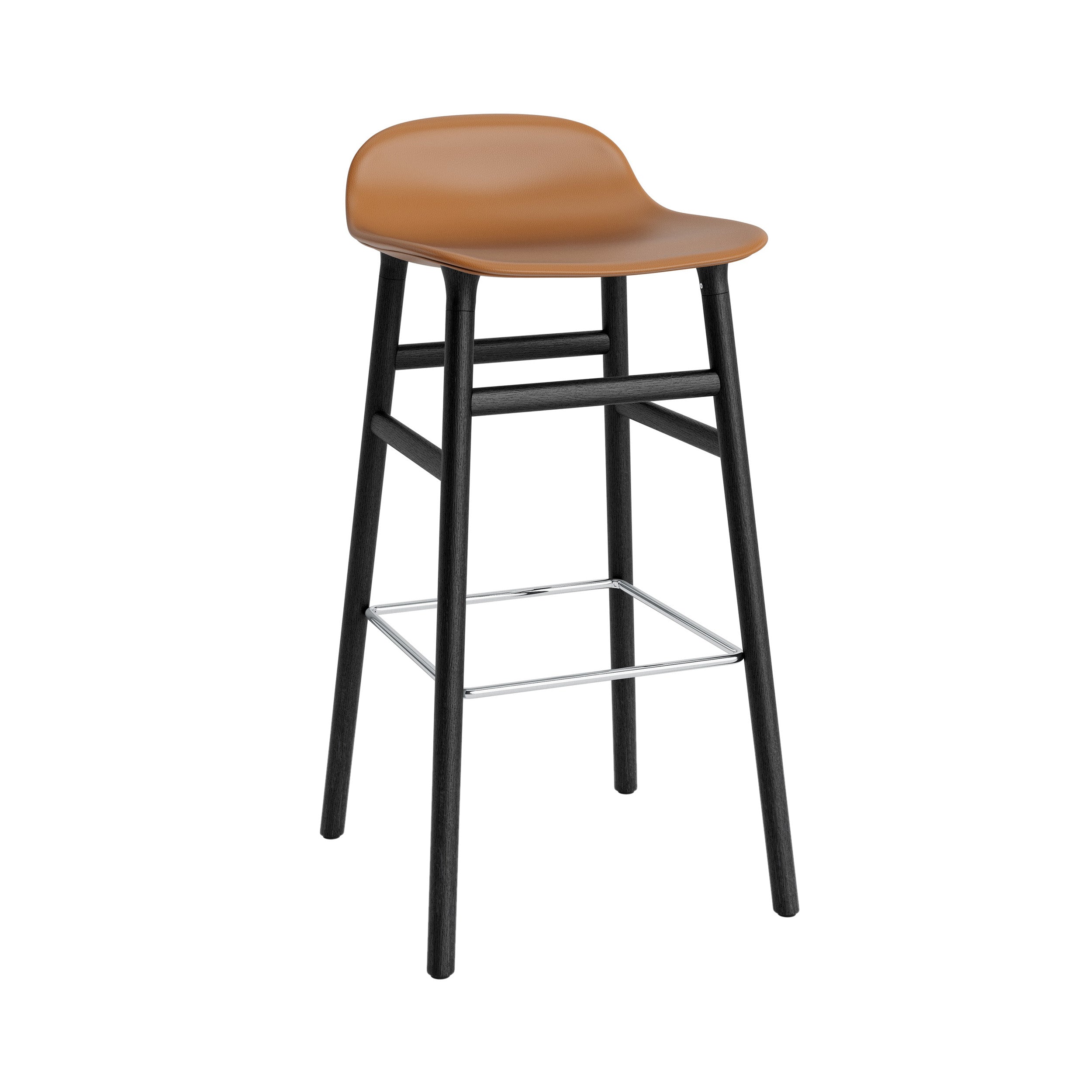 Form Bar + Counter Stool: Black Oak Base + Upholstered + Bar