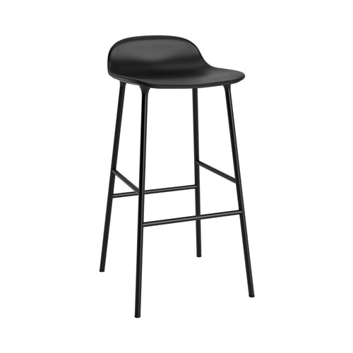 Form Bar Stool: Steel Base + Upholstered + Black