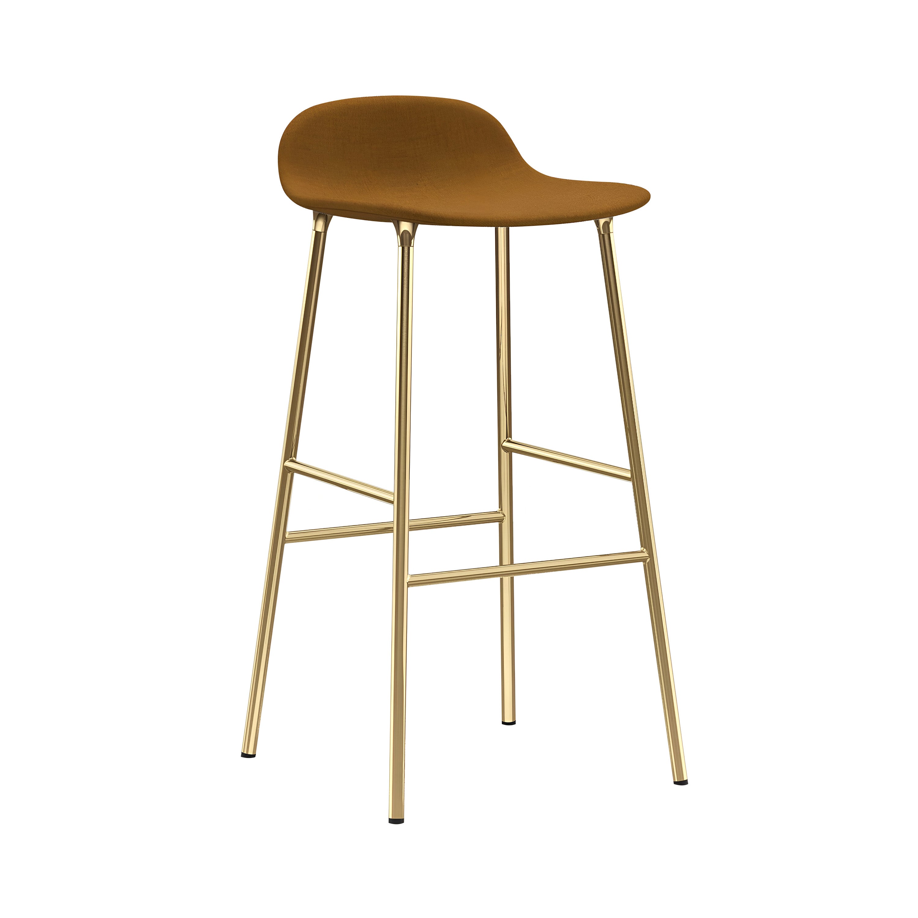 Form Bar + Counter Stool: Brass Base + Upholstered + Bar