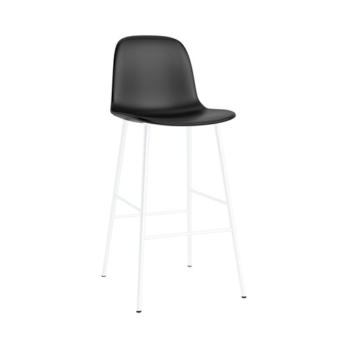 Form Bar Chair: Steel Base + Upholstered + White