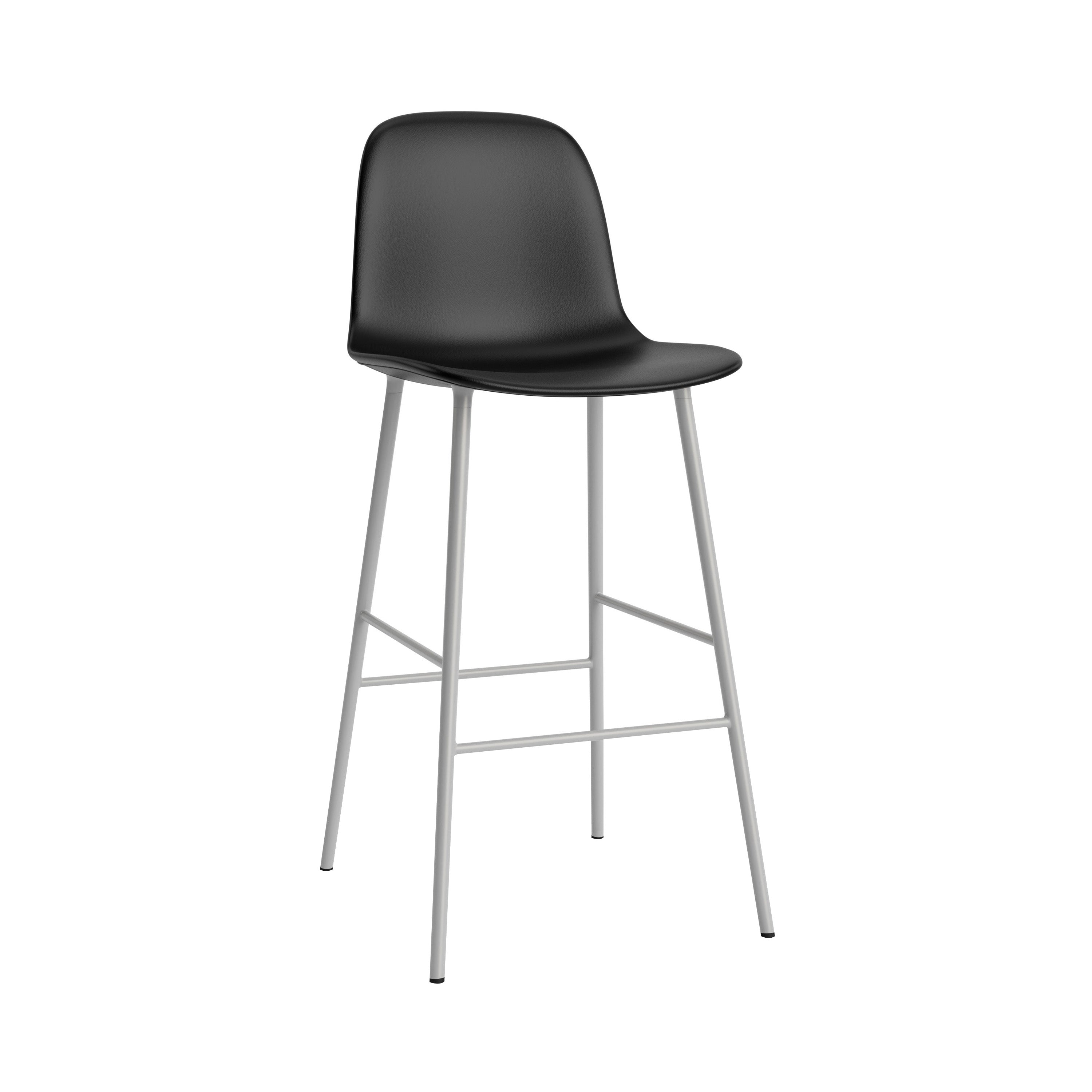 Form Bar Chair: Steel Base + Upholstered + Grey