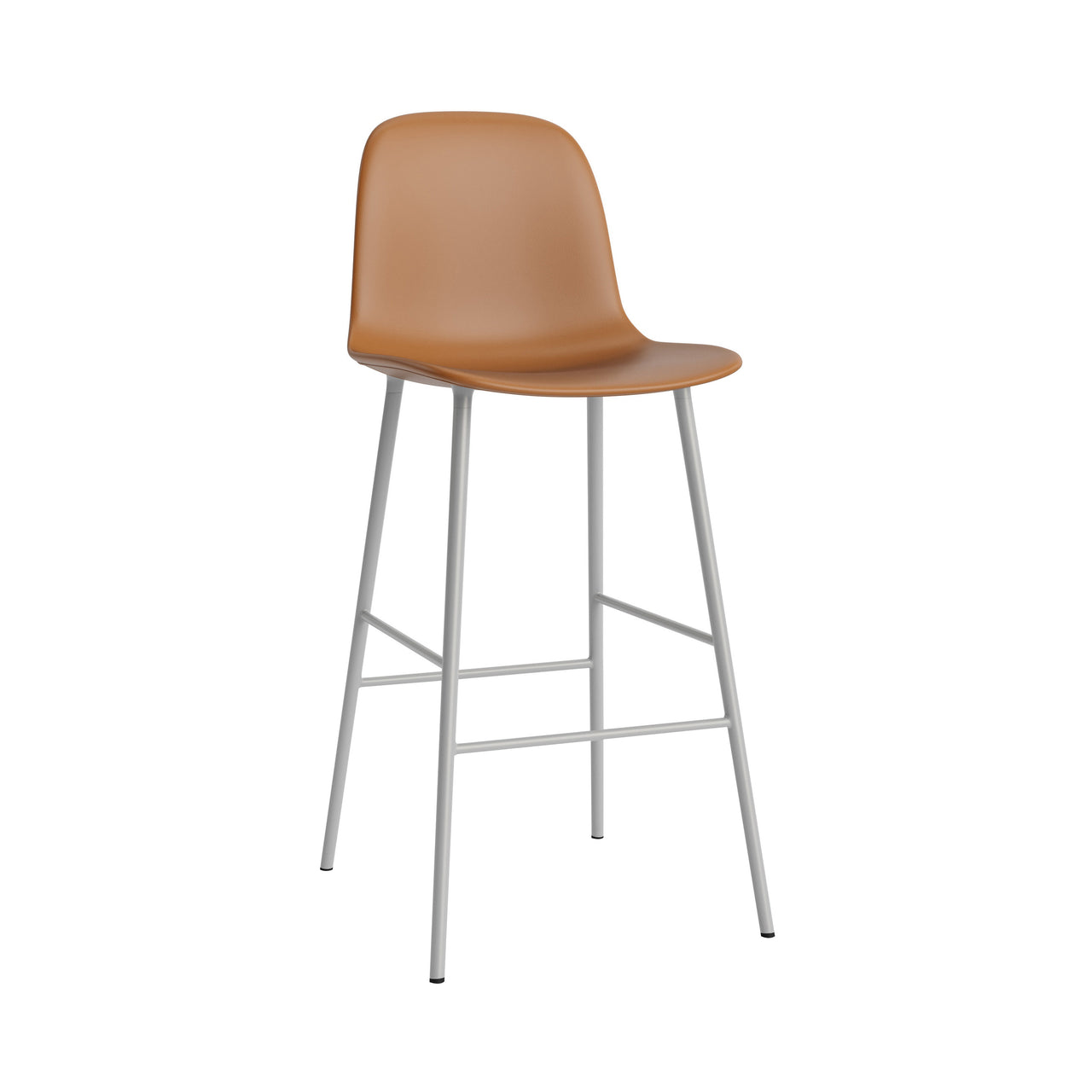 Form Bar Chair: Steel Base + Upholstered + Grey