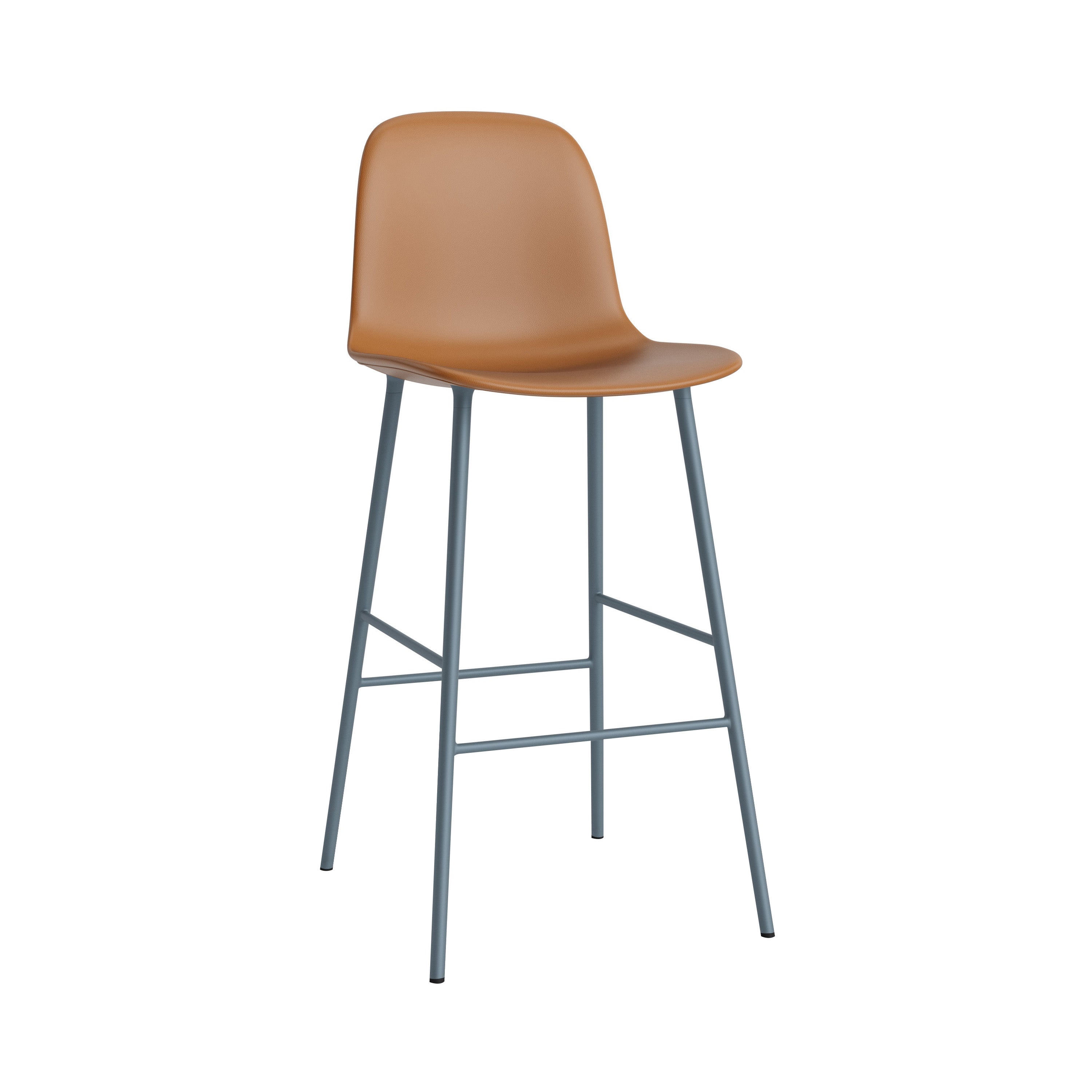 Form Bar Chair: Steel Base + Upholstered + Blue