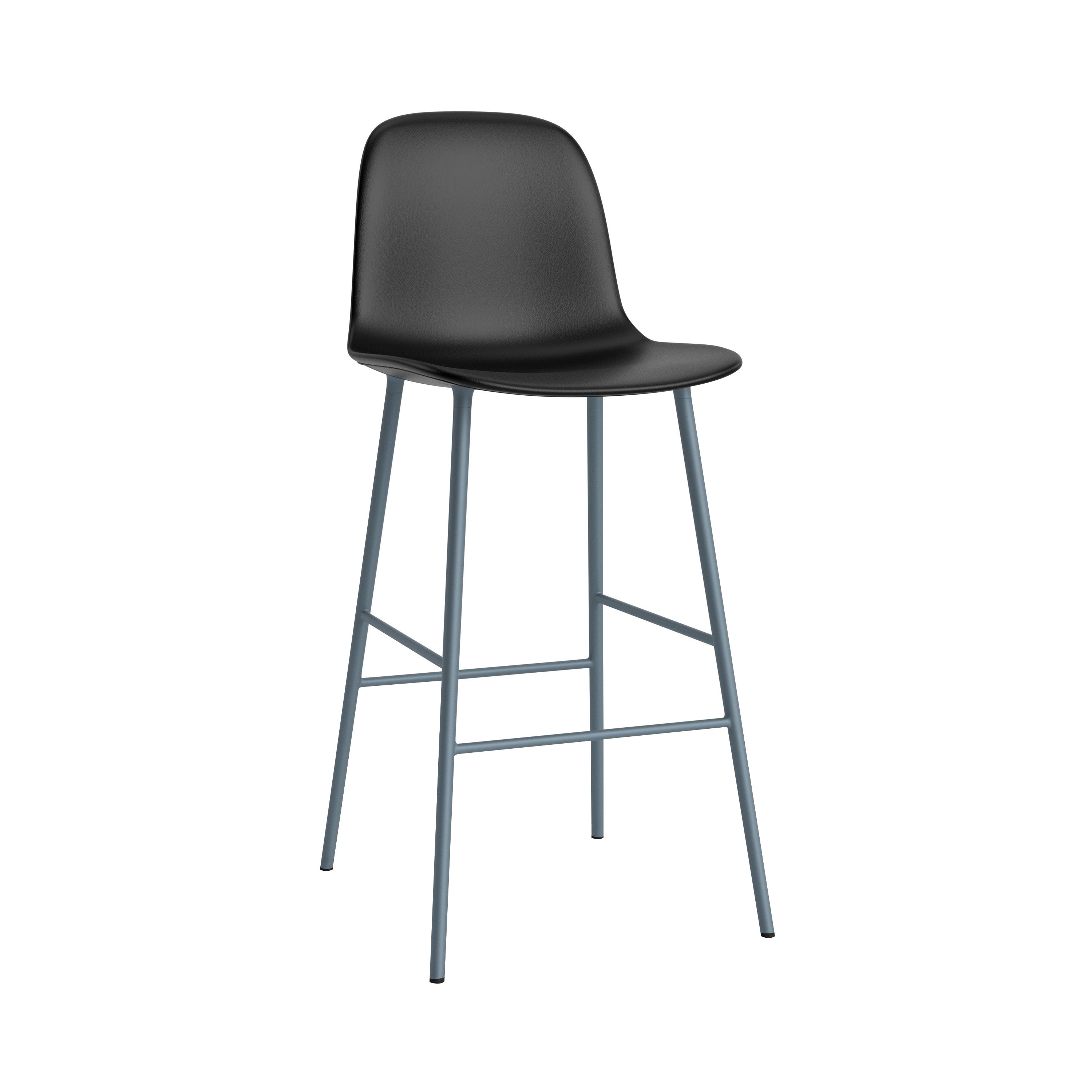 Form Bar Chair: Steel Base + Upholstered + Blue