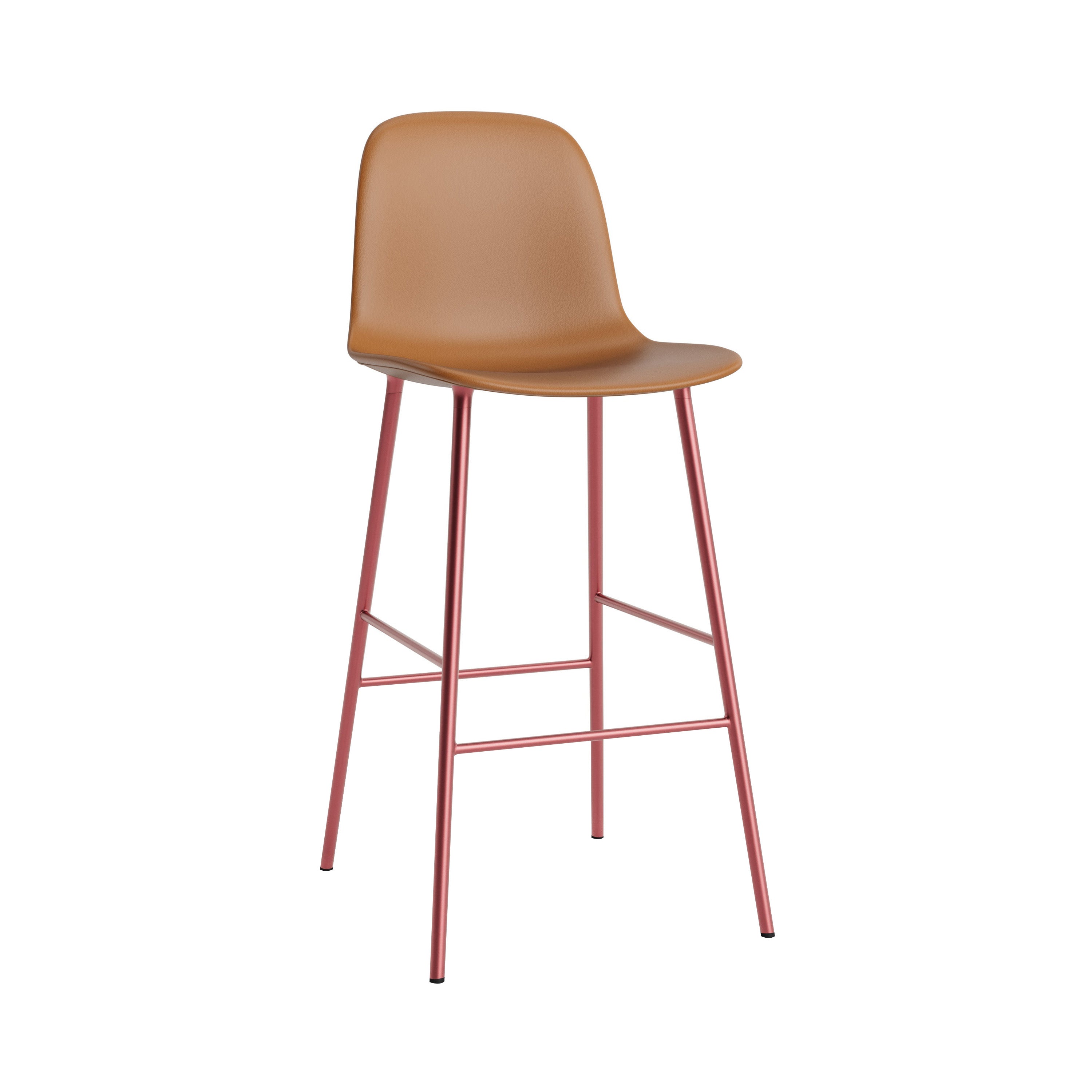 Form Bar Chair: Steel Base + Upholstered + Red