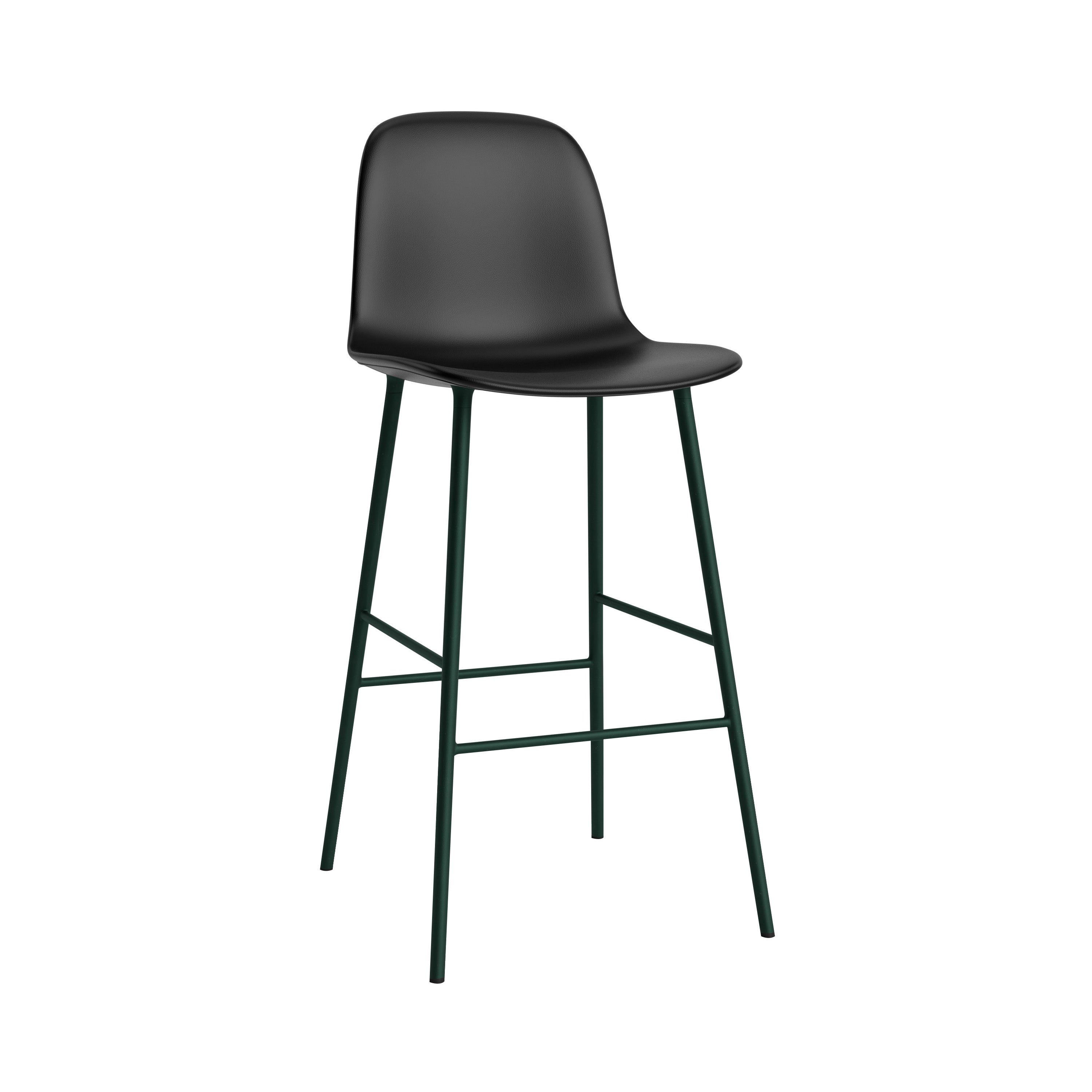 Form Bar Chair: Steel Base + Upholstered + Green