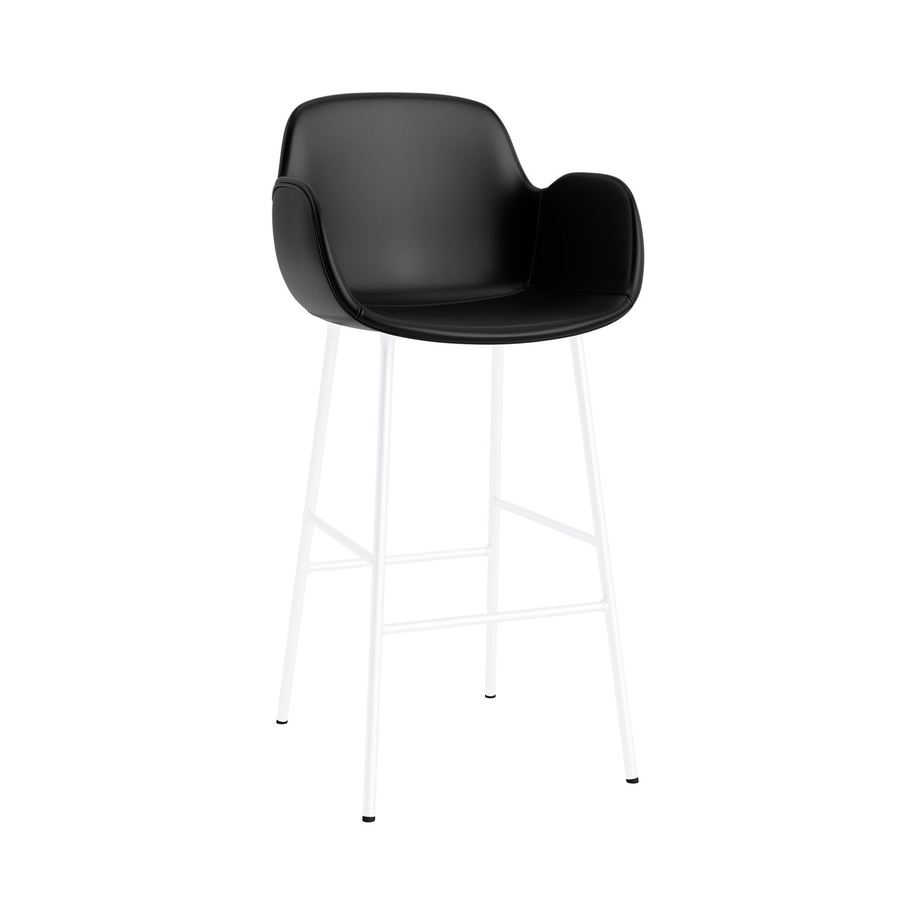 Form Bar Armchair: Steel Base + Fully Upholstered + White