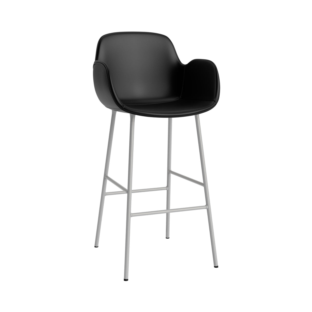 Form Bar Armchair: Steel Base + Fully Upholstered + Grey