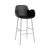 Form Bar Armchair: Steel Base + Upholstered + Grey