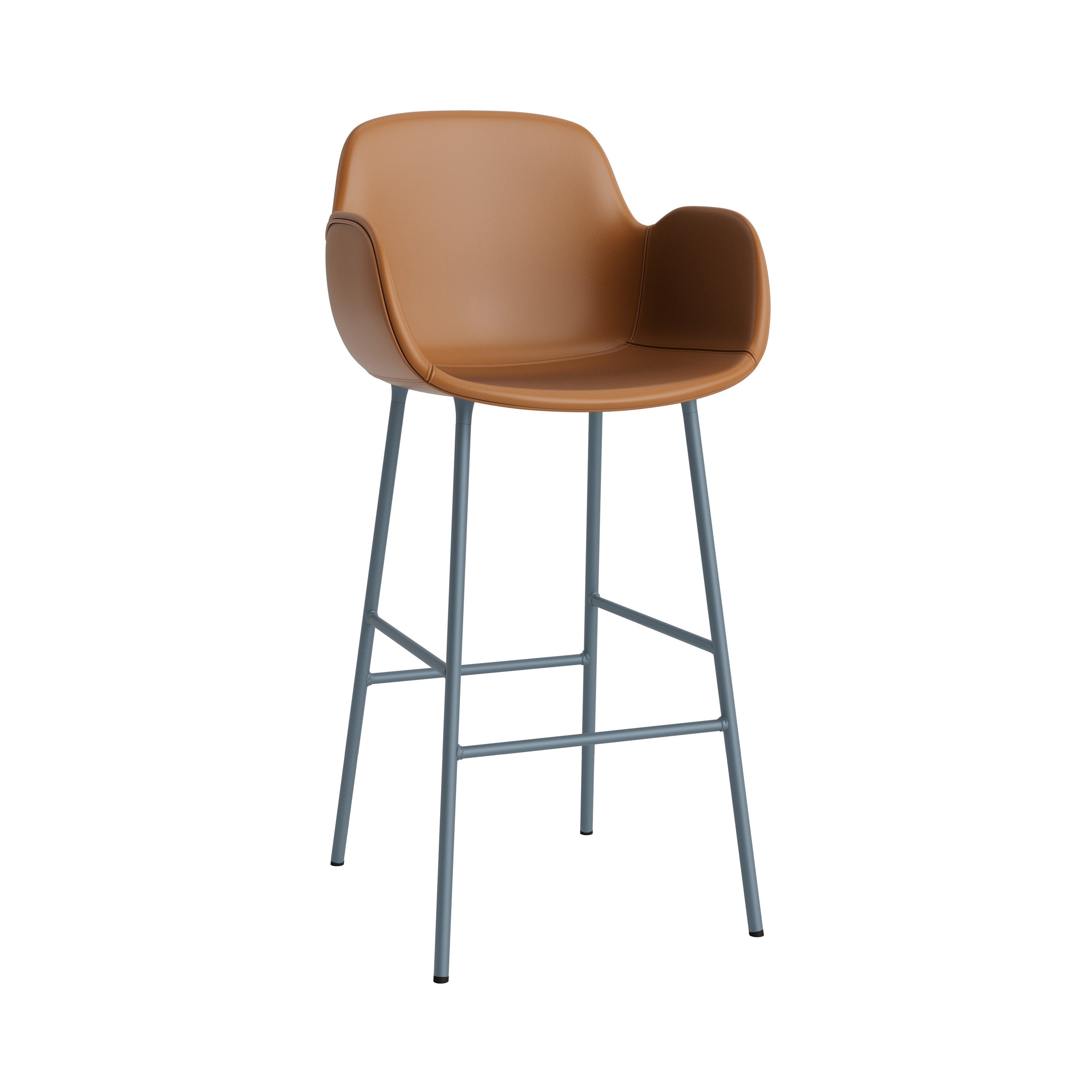 Form Bar Armchair: Steel Base + Upholstered + Blue