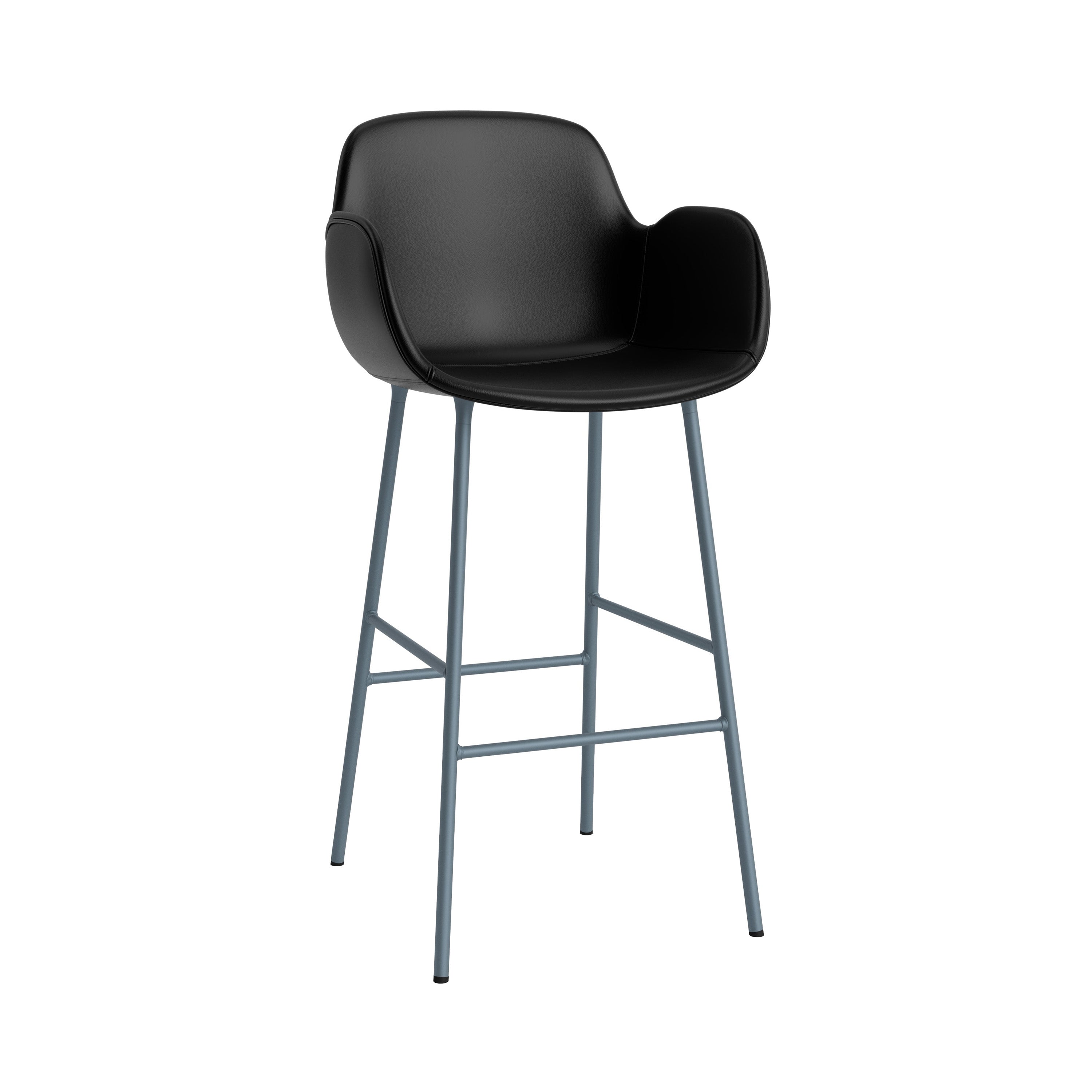 Form Bar Armchair: Steel Base + Upholstered + Blue