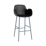Form Bar Armchair: Steel Base + Upholstered + Blue