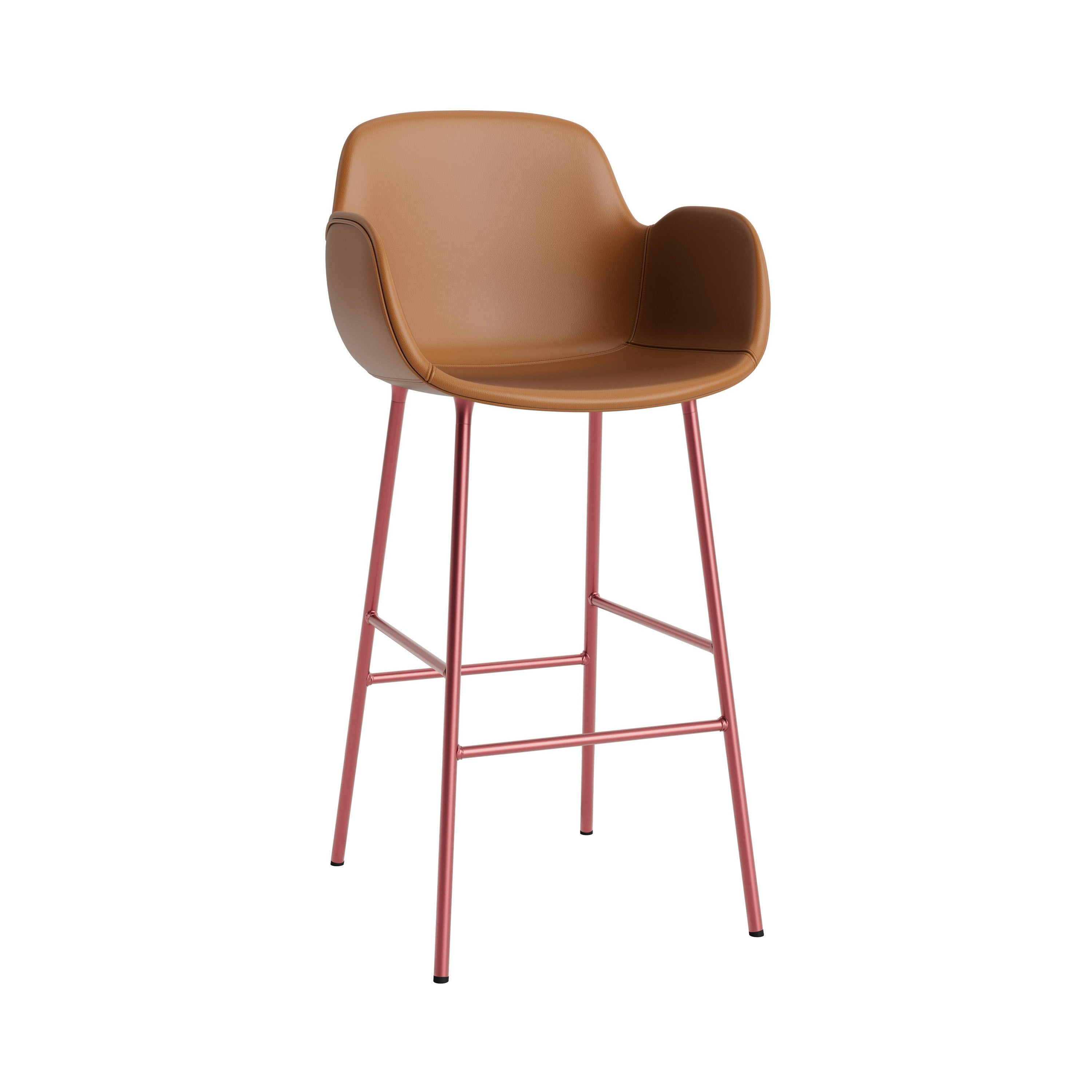 Form Bar Armchair: Steel Base + Fully Upholstered + Red