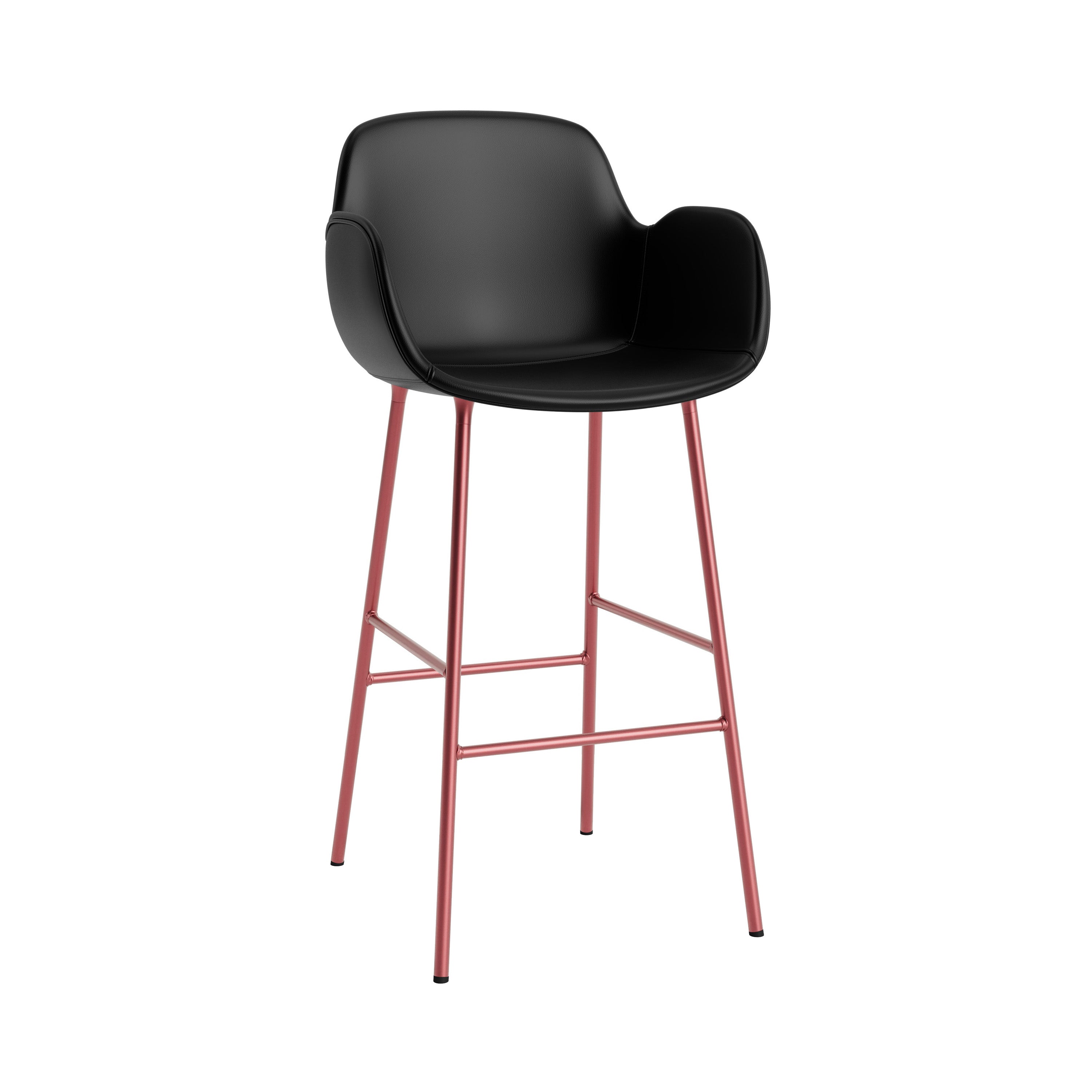Form Bar Armchair: Steel Base + Upholstered + Red