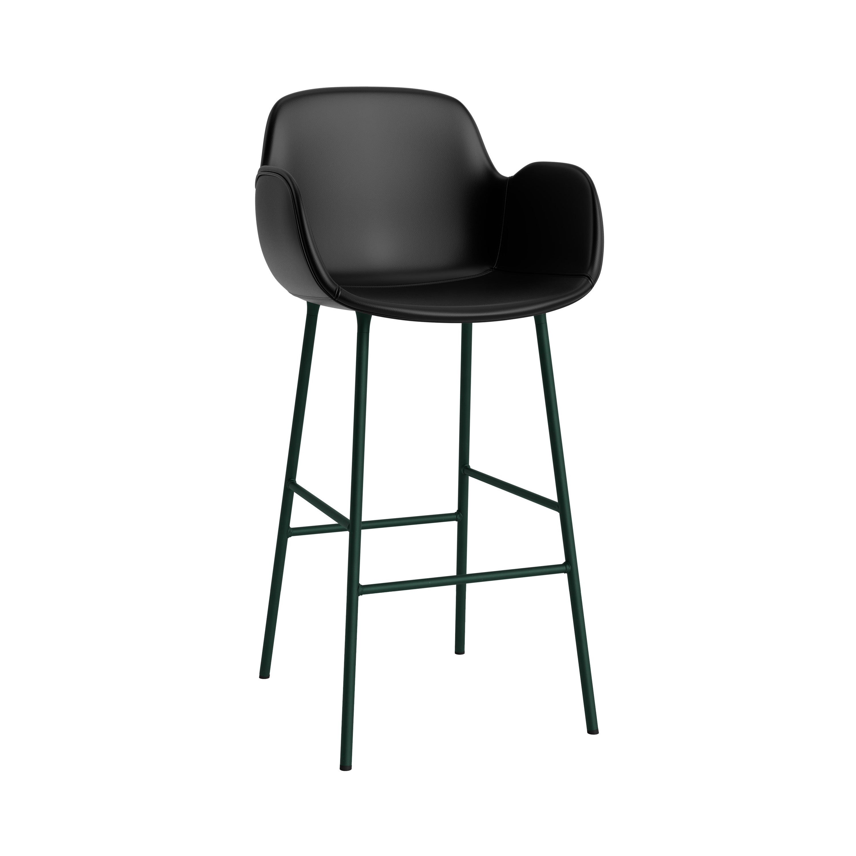 Form Bar Armchair: Steel Base + Upholstered + Green
