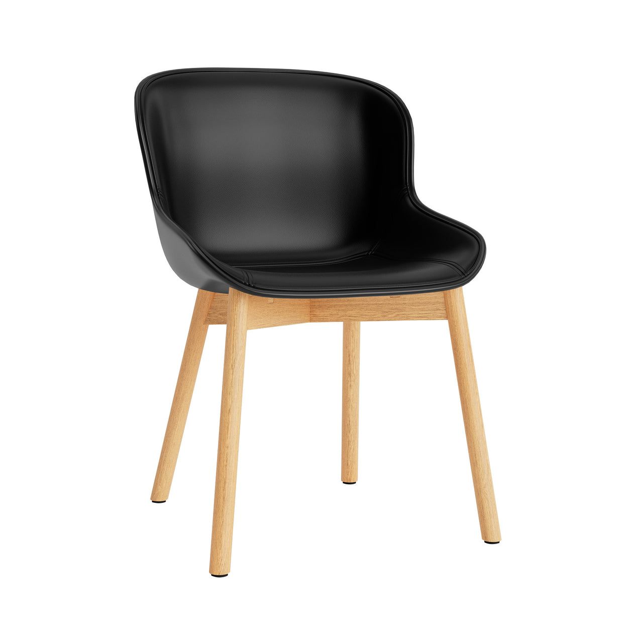 Hyg Chair: Wood Base + Front Upholstered + Oak + Black