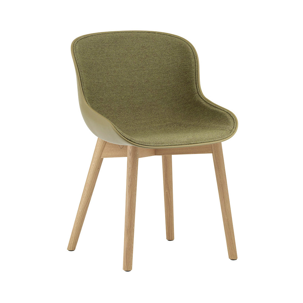 Hyg Chair: Wood Base + Front Upholstered + Oak + Olive