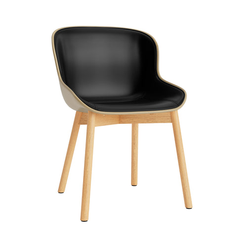 Hyg Chair: Wood Base + Front Upholstered + Oak + Sand