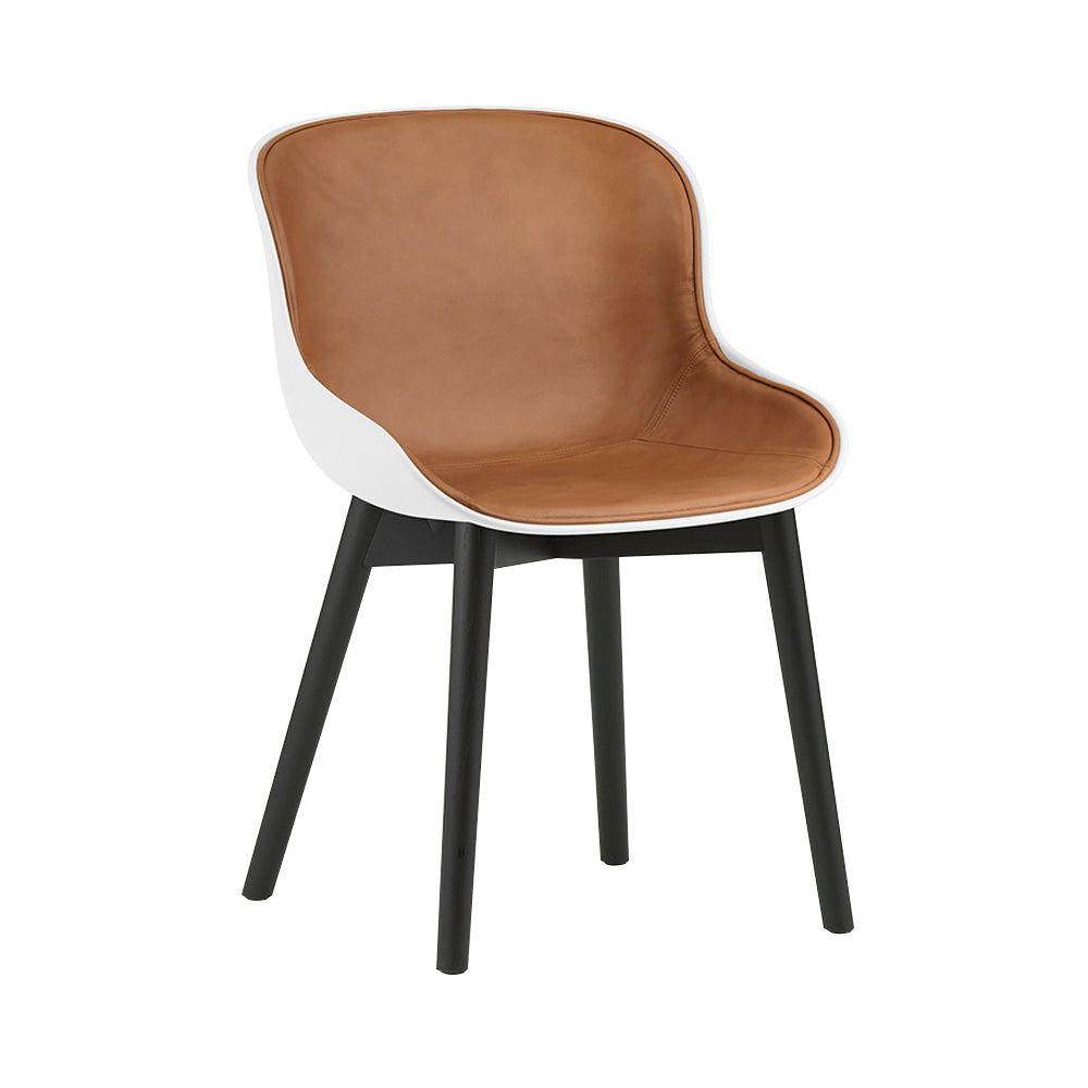 Hyg Chair: Wood Base + Front Upholstered + Black Oak + White
