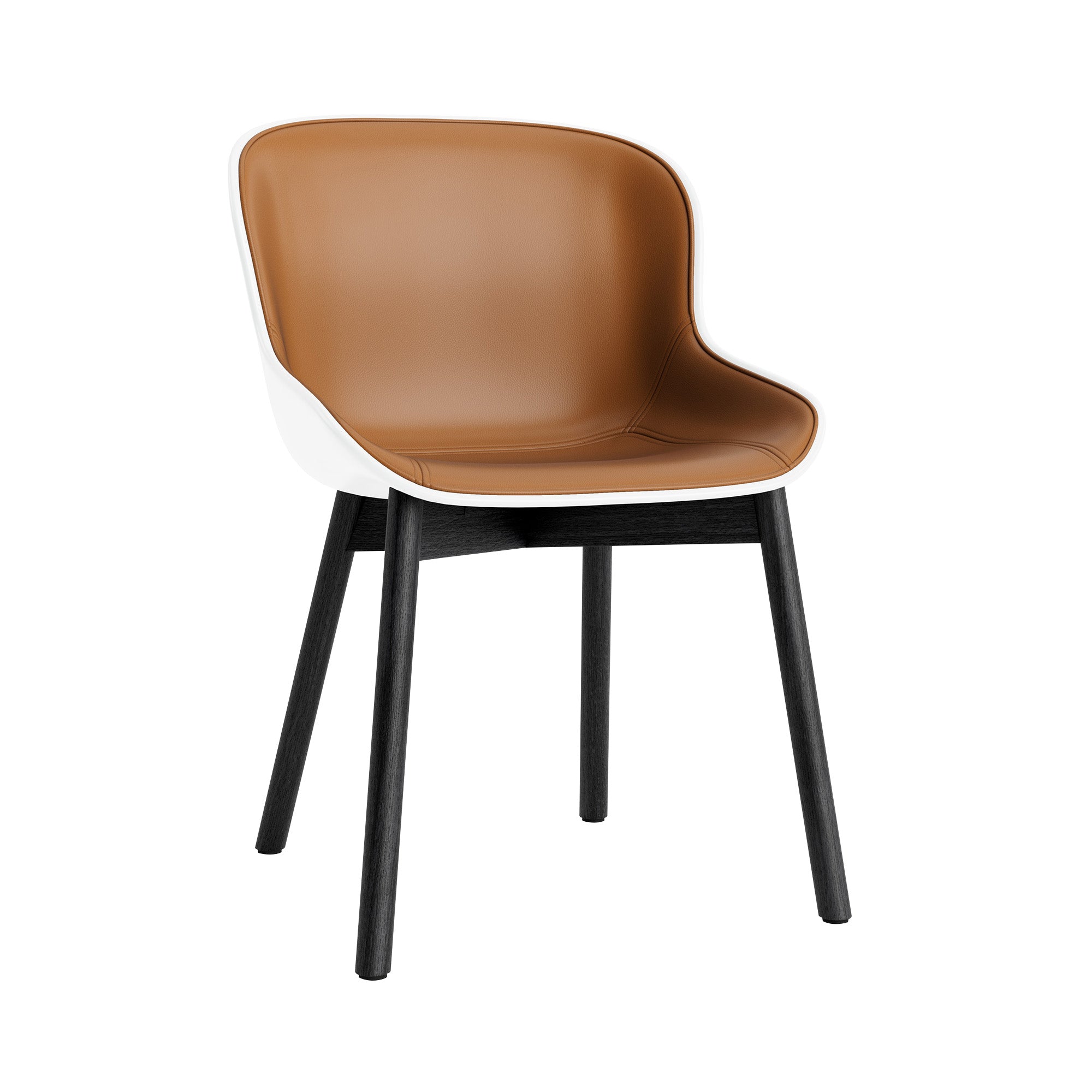 Hyg Chair: Wood Base + Front Upholstered + Black Oak + White
