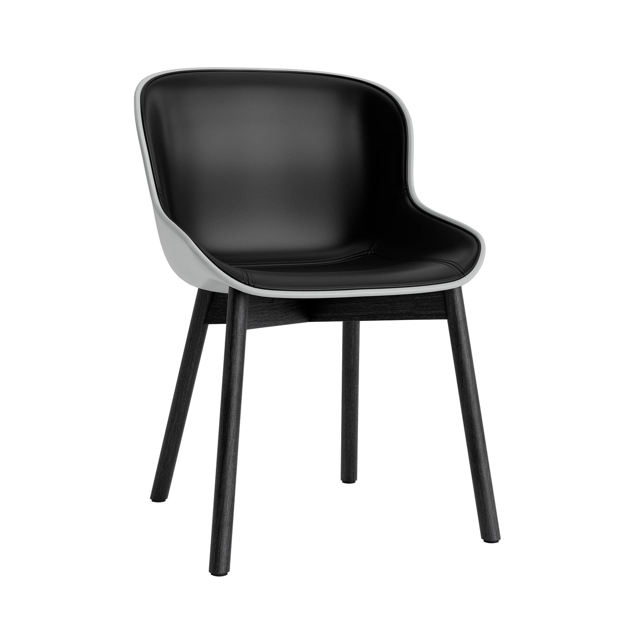 Hyg Chair: Wood Base + Front Upholstered + Black Oak + Grey