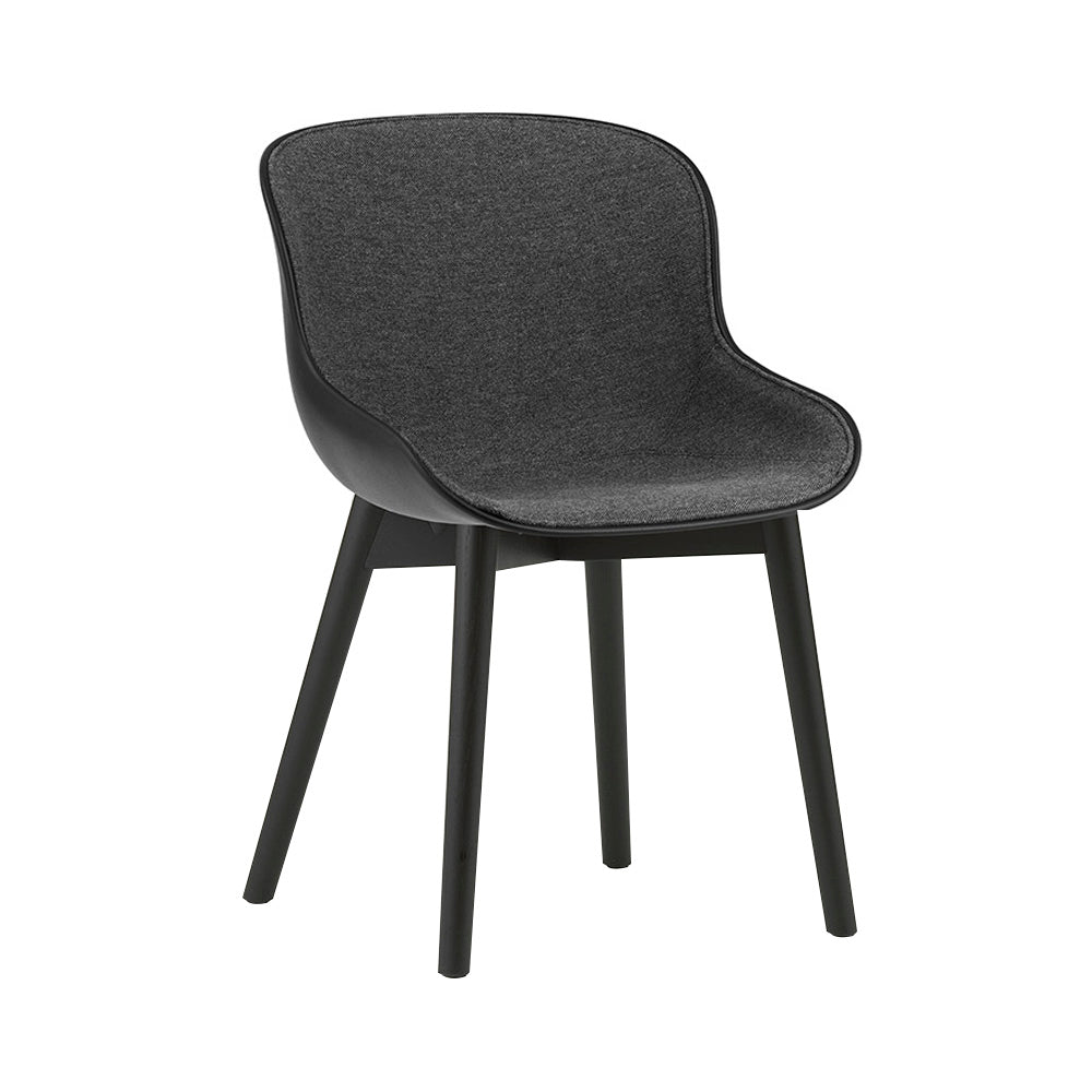 Hyg Chair: Wood Base + Front Upholstered + Black Oak + Black