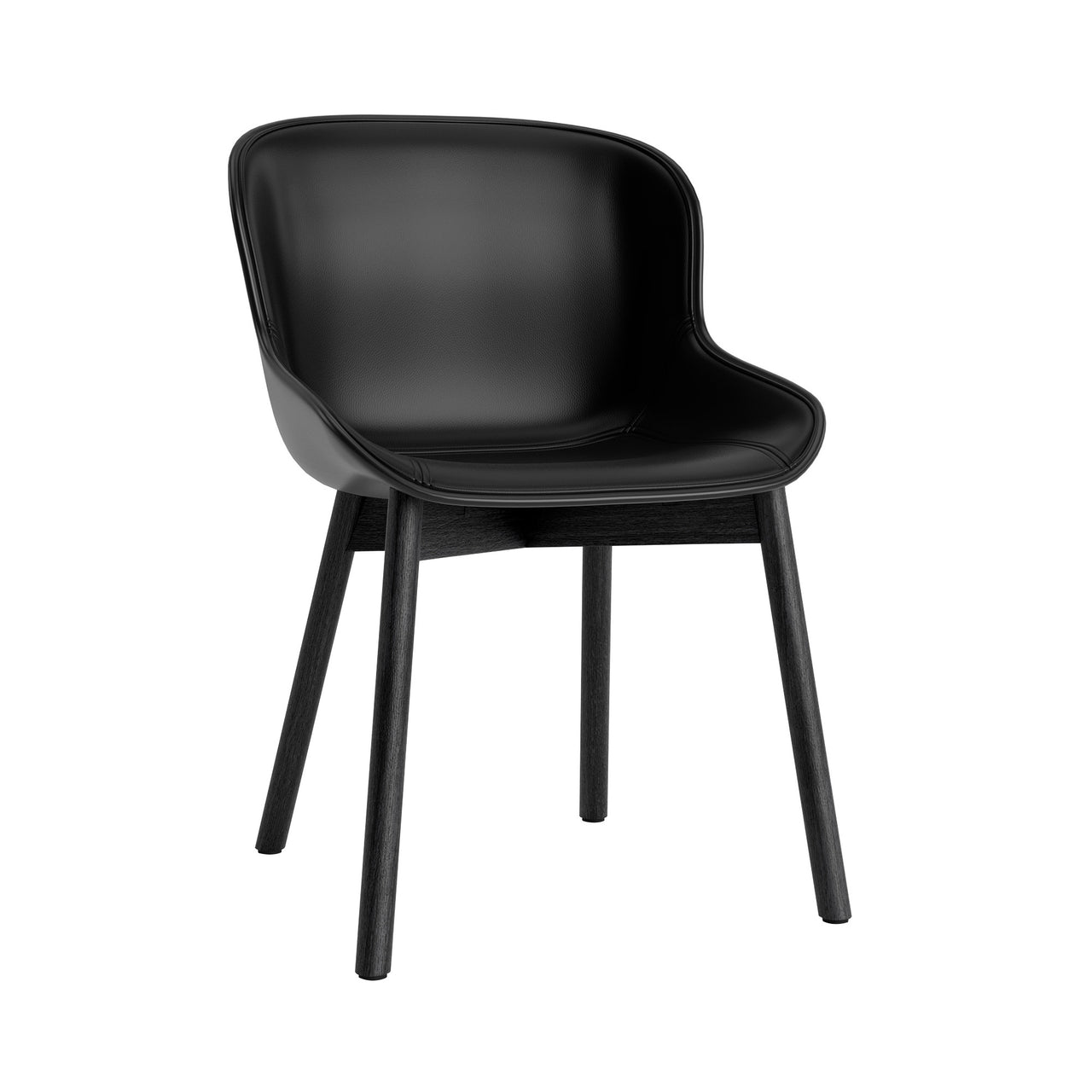 Hyg Chair: Wood Base + Front Upholstered + Black Oak + Black