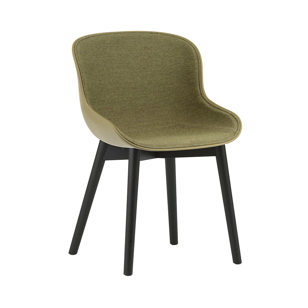Hyg Chair: Wood Base + Front Upholstered + Black Oak + Olive