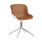 Hyg 4 Legs Swivel Chair: Front Upholstered + Aluminum + White