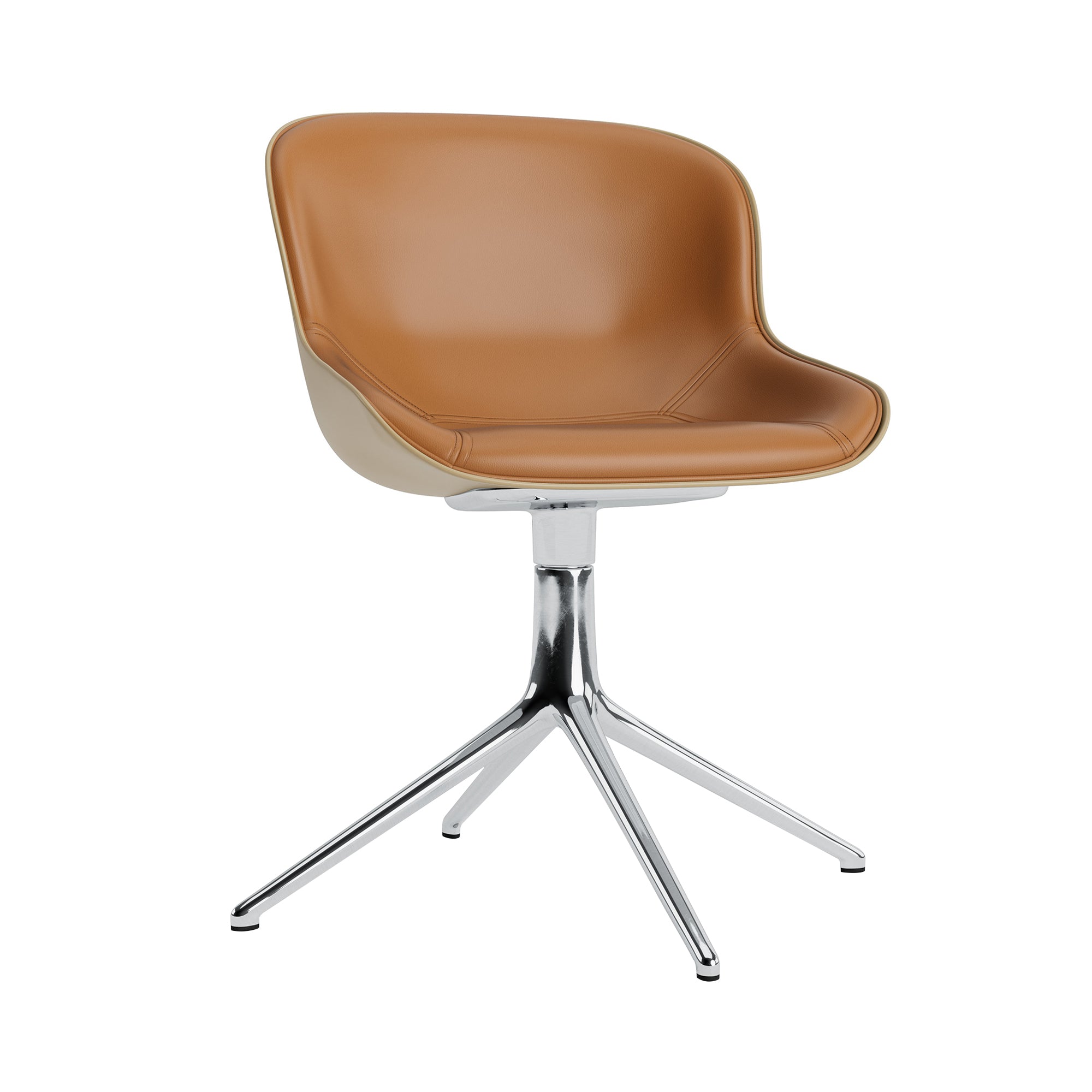 Hyg 4 Legs Swivel Chair: Front Upholstered + Aluminum + Sand
