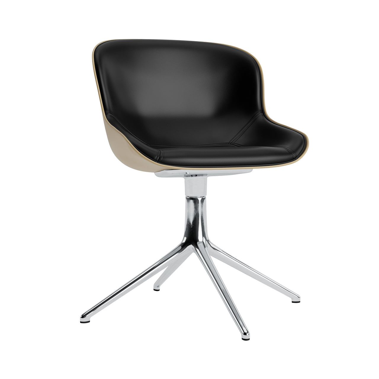 Hyg 4 Legs Swivel Chair: Front Upholstered + Aluminum + Sand