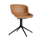 Hyg 4 Legs Swivel Chair: Front Upholstered + Black Aluminum + White
