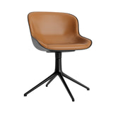 Hyg 4 Legs Swivel Chair: Front Upholstered + Black Aluminum + Black
