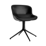 Hyg 4 Legs Swivel Chair: Front Upholstered + Black Aluminum + Black