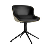 Hyg 4 Legs Swivel Chair: Front Upholstered + Black Aluminum + Olive