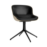 Hyg 4 Legs Swivel Chair: Front Upholstered + Black Aluminum + Sand