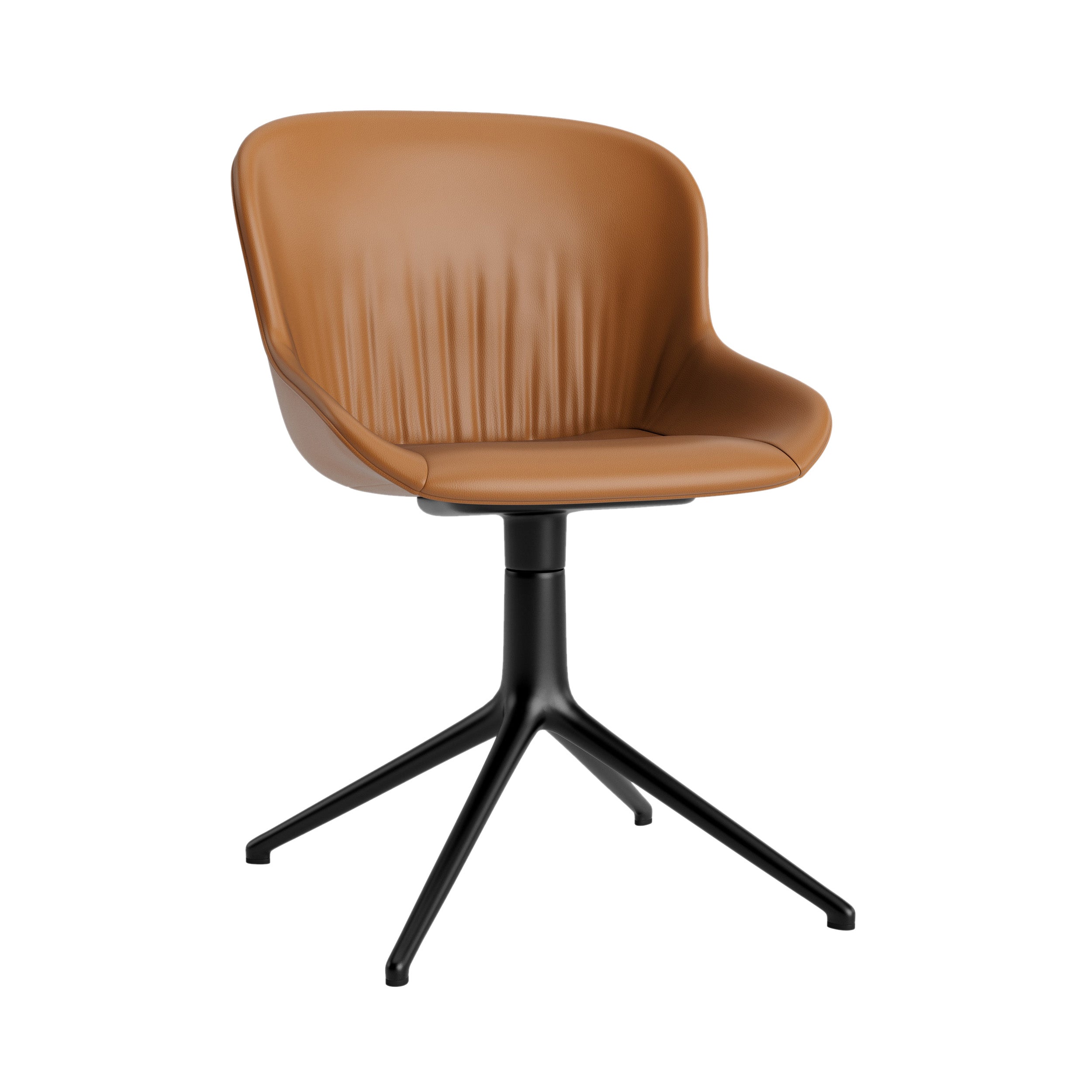 Hyg 4 Legs Comfort Chair: Swivel Base + Full Upholstered + Black Aluminum + Without Castors