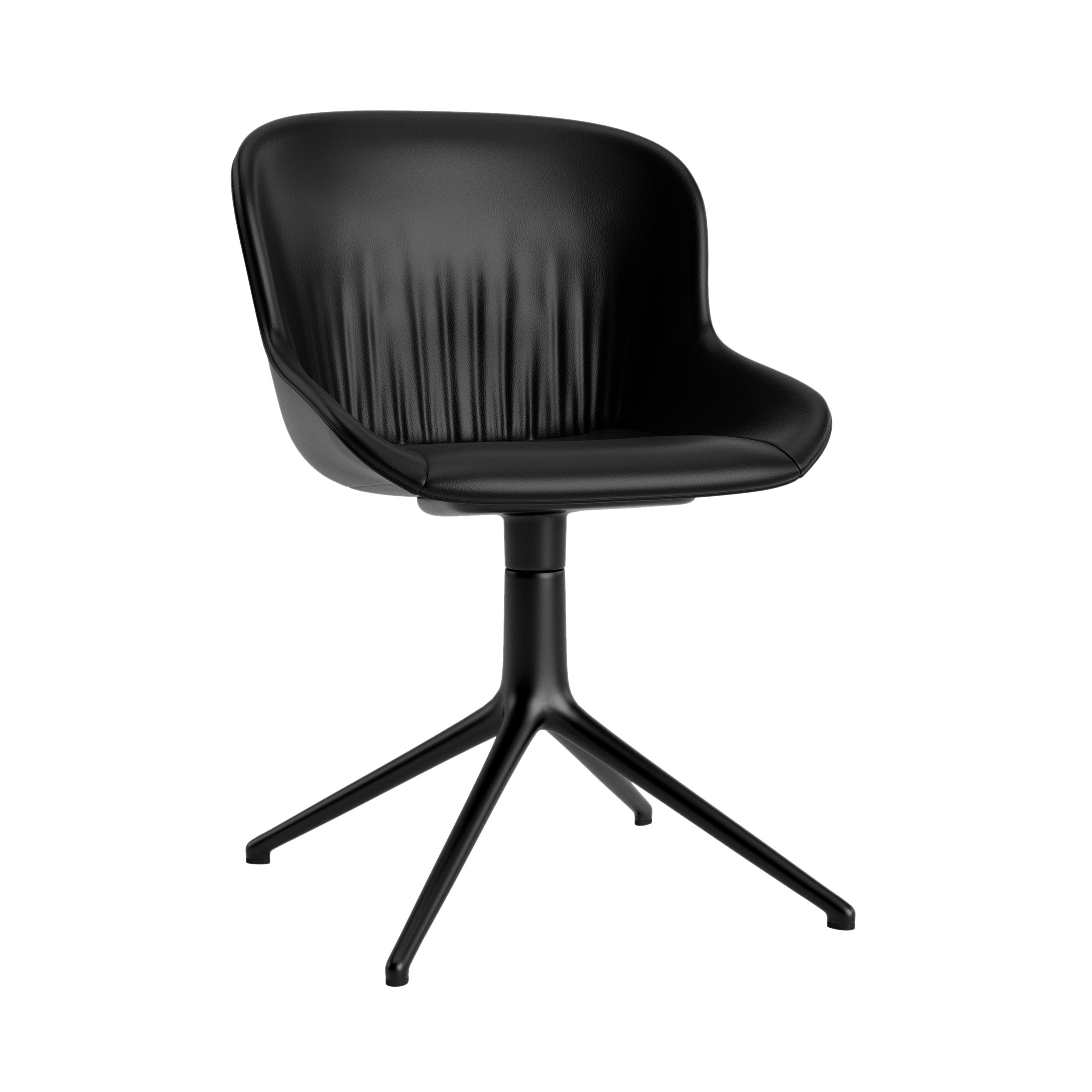 Hyg 4 Legs Comfort Chair: Swivel Base + Full Upholstered + Black Aluminum + Without Castors