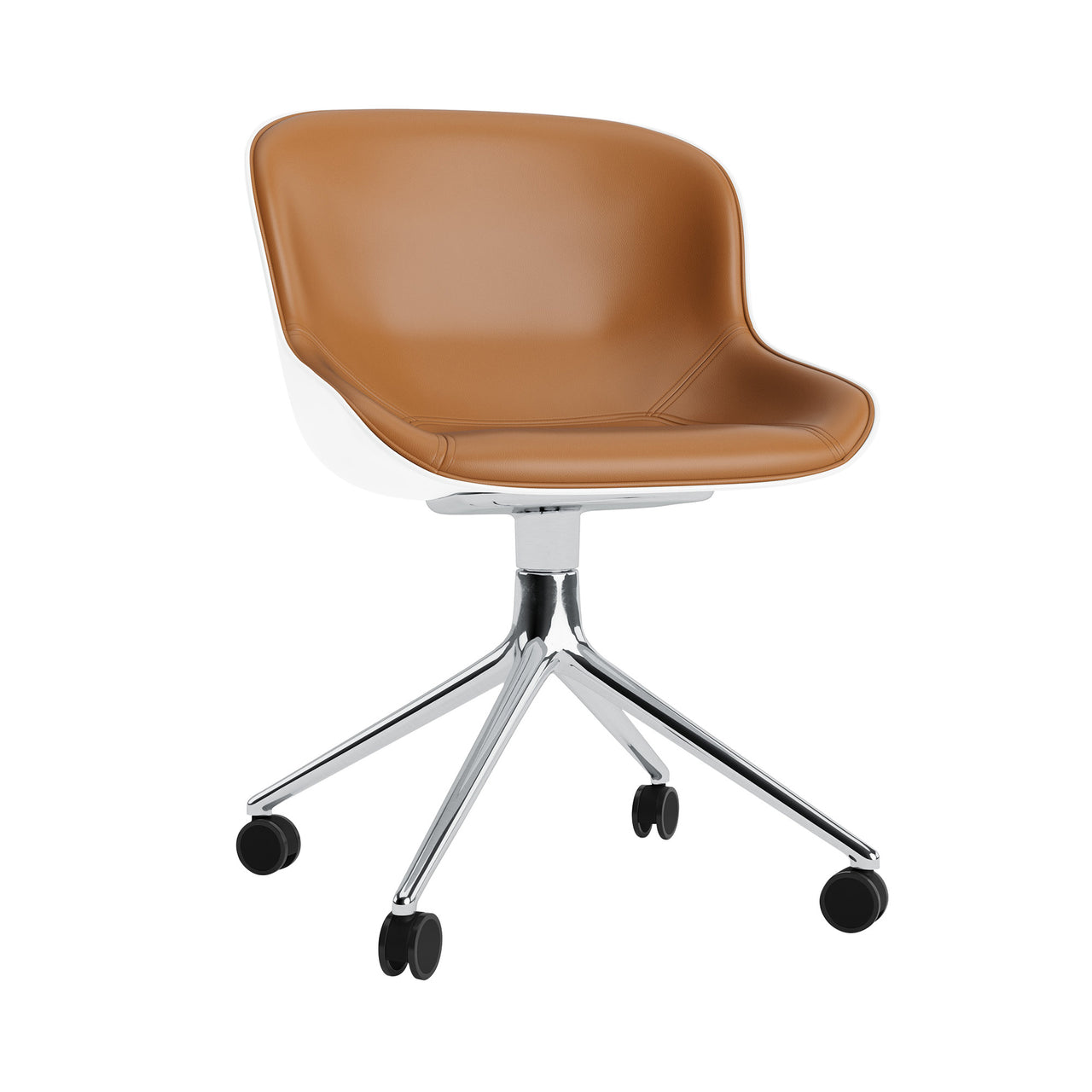 Hyg Chair Swivel 4W: Front Upholstered + Aluminum + White