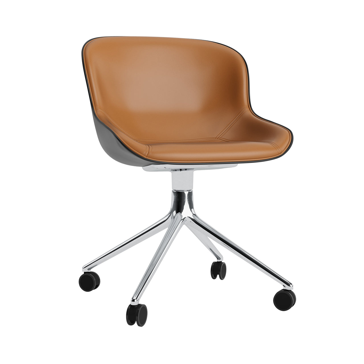 Hyg Chair Swivel 4W: Front Upholstered + Aluminum + Black