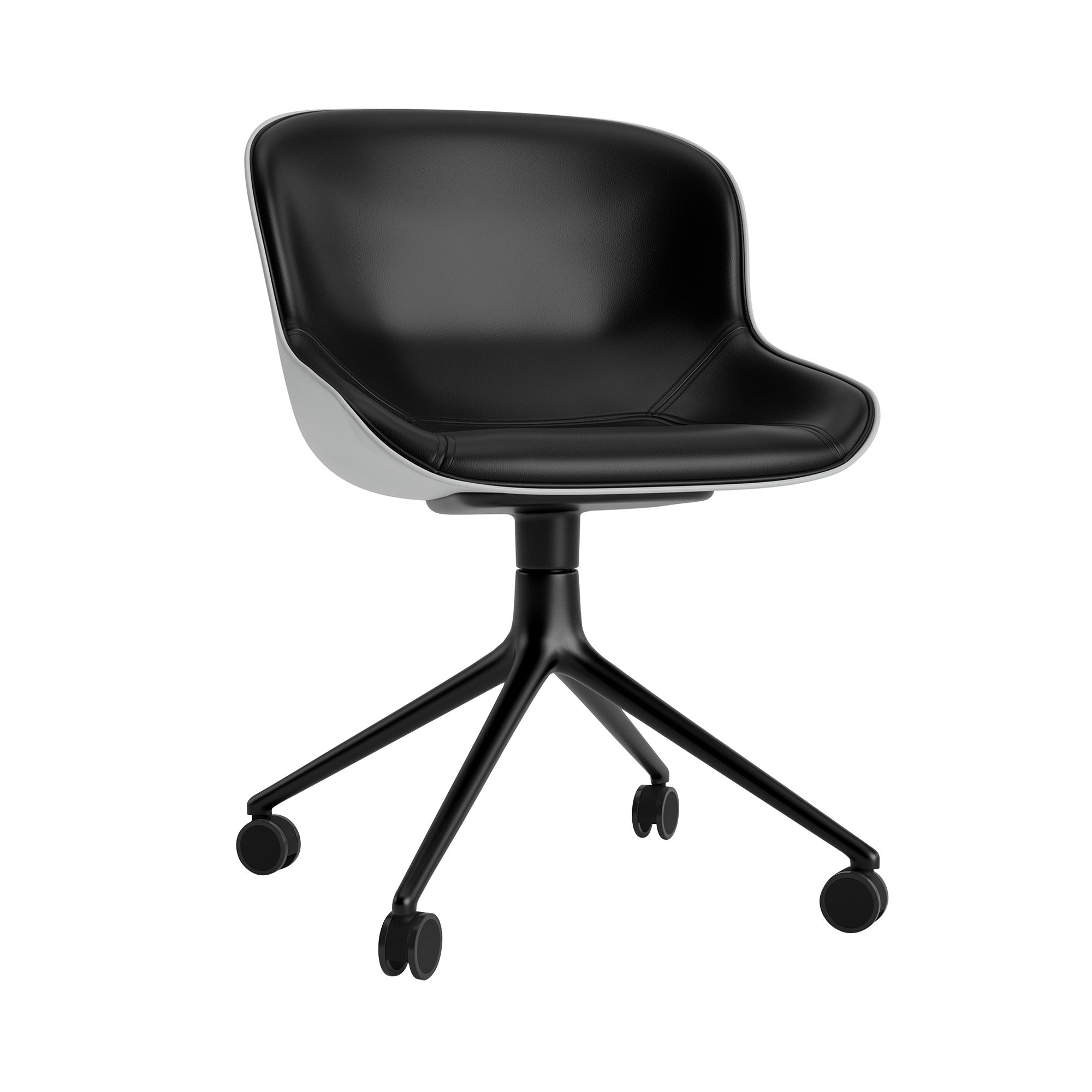Hyg Chair Swivel 4W: Front Upholstered + Black Aluminum + Grey