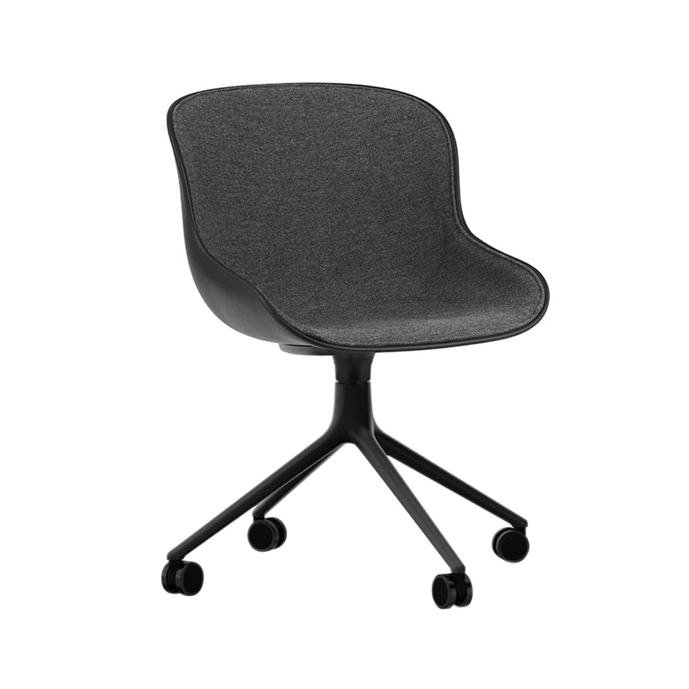 Hyg Chair Swivel 4W: Front Upholstered + Black Aluminum + Black 