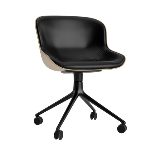 Hyg Chair Swivel 4W: Front Upholstered + Black Aluminum + Sand